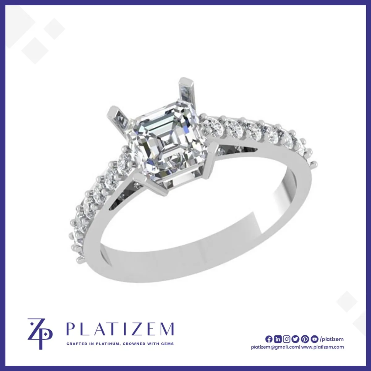Asscher Cut Solitaire Diamond Ring
