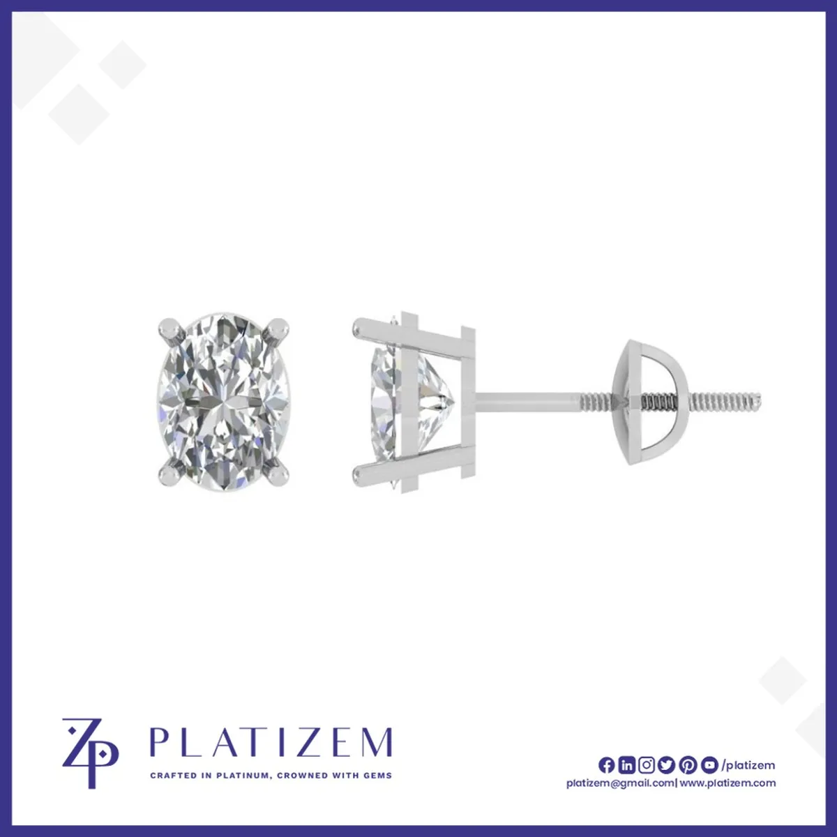 1.5 Ct Oval Cut Stud Earrings for Women