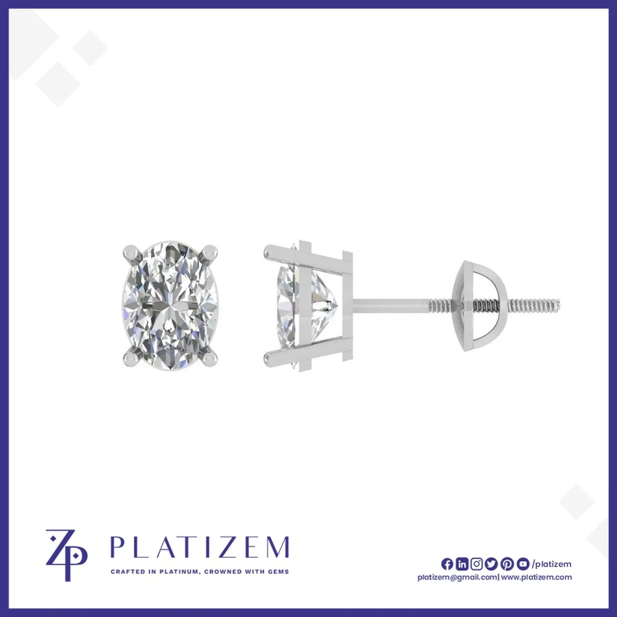 2 Ct Oval Cut Stud Earrings for Women
