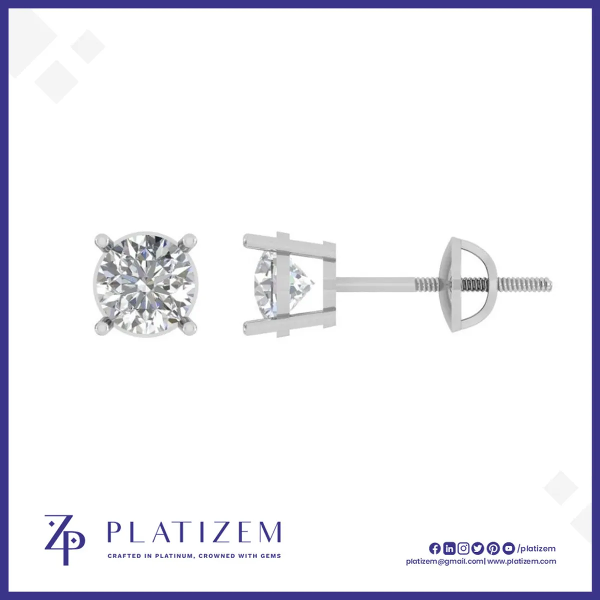 Round Lab Grown Diamond Basket Setting Stud Earrings