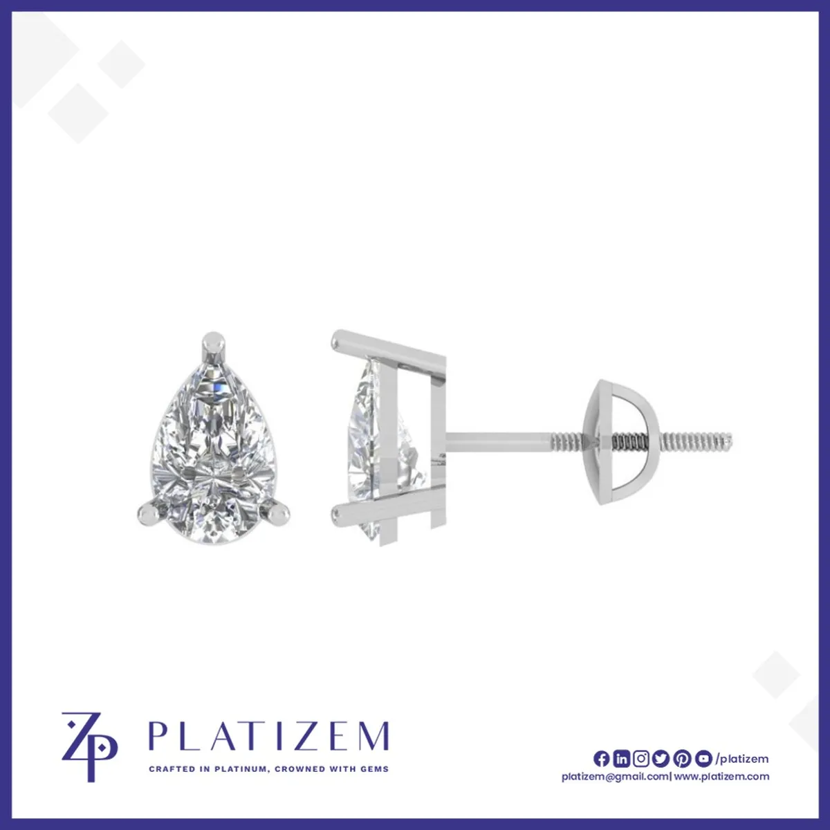 1.5 Ct Pear Cut Stud Earrings for Women