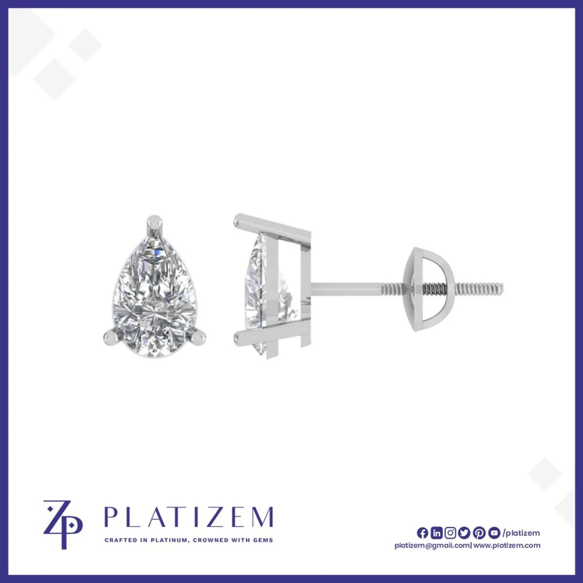 1.5 Ct Pear Cut Matched Stud Earrings for Women