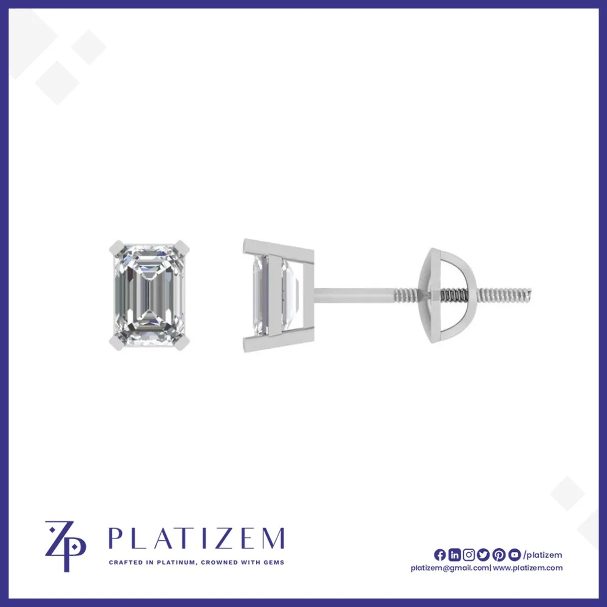 1.5 Ct Emerald Cut Stud Earrings for Women