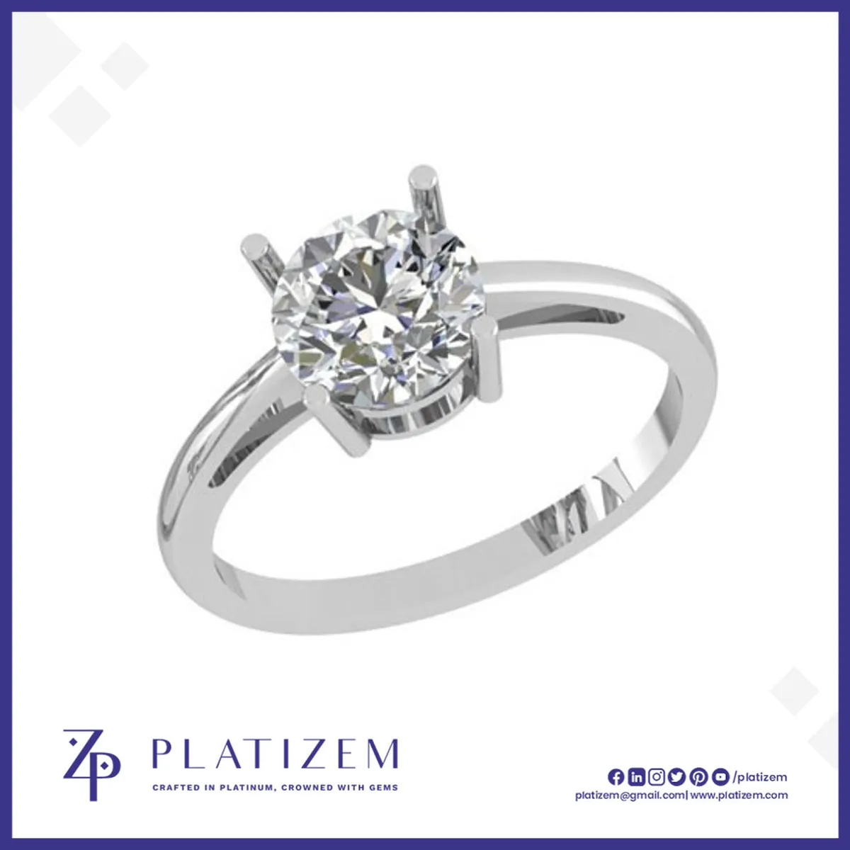 Round Brilliant Solitaire Ring with Four Prong Setting