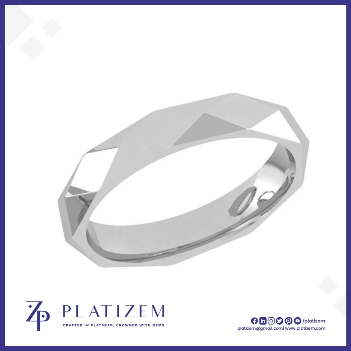 Faceted Diamond Cut Wedding Band for Men