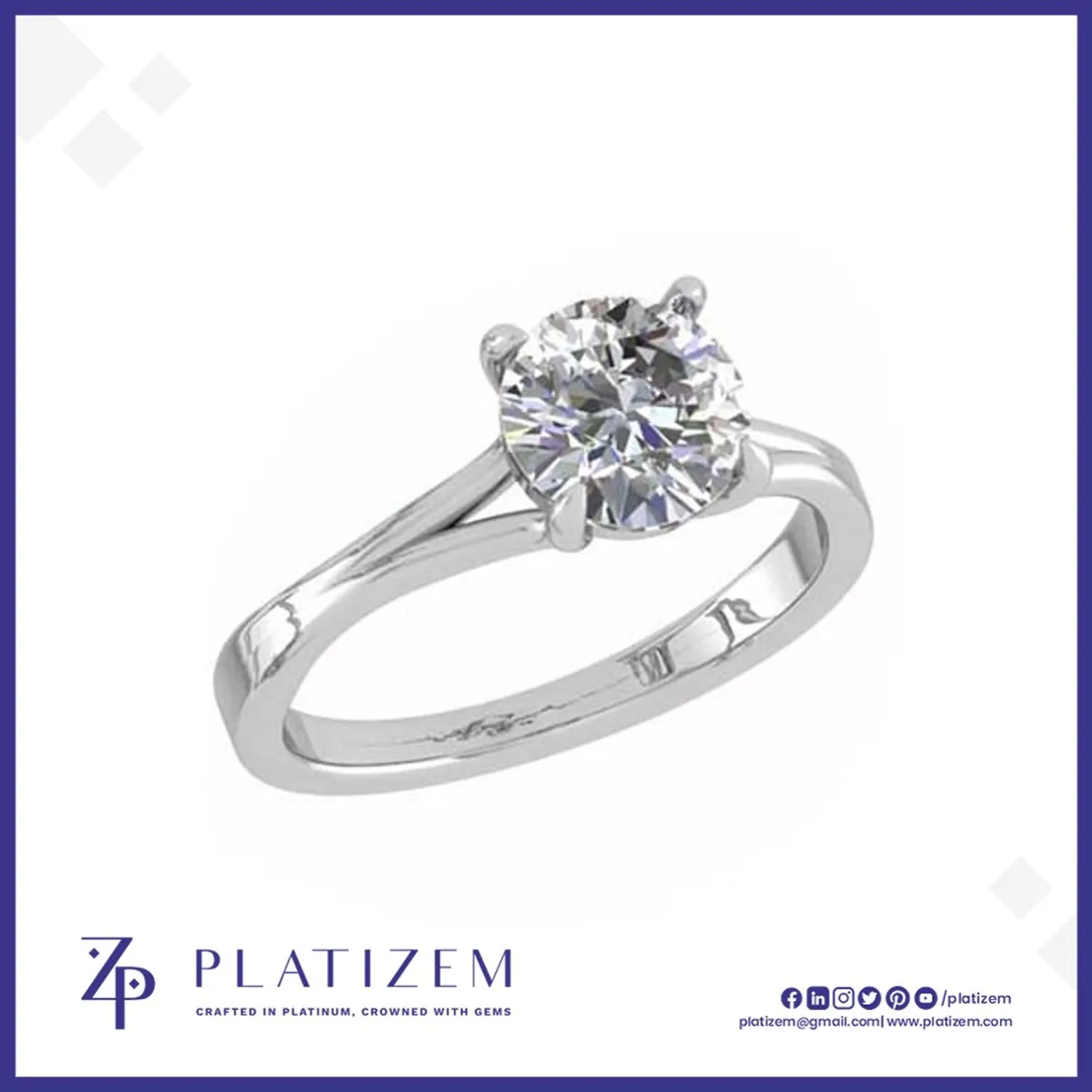 Round Diamond Solitaire Ring on a Tapered Cathedral Style Band