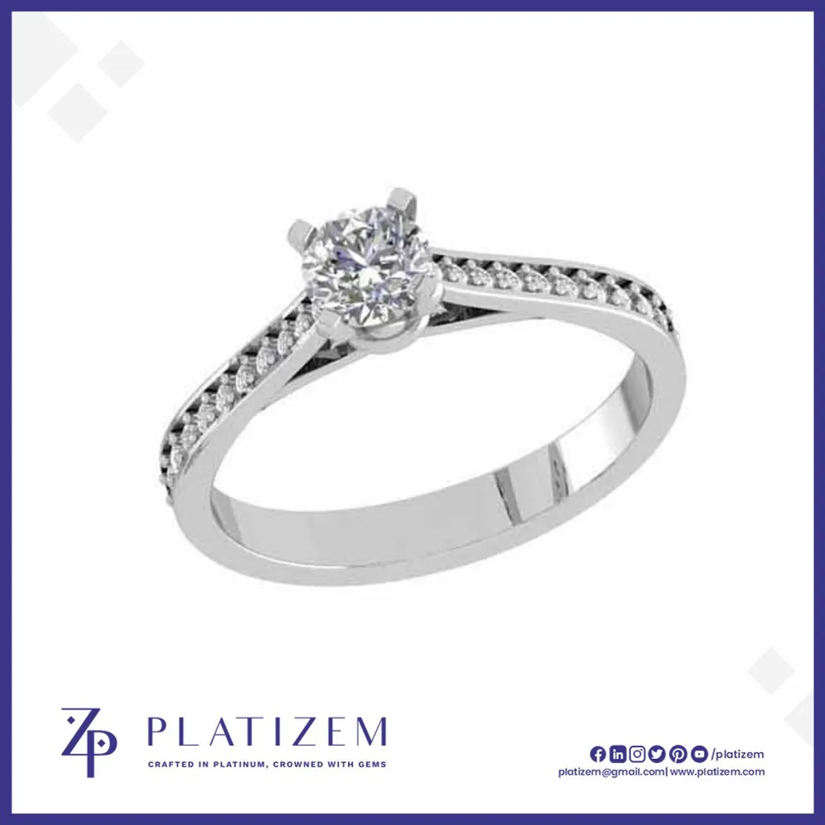 0.5 Carat Round Diamond Pave Engagement Ring for Women