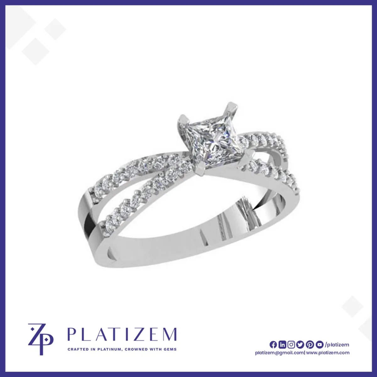 Princess Cut Diamond Split Shank Engagement Ring for Women