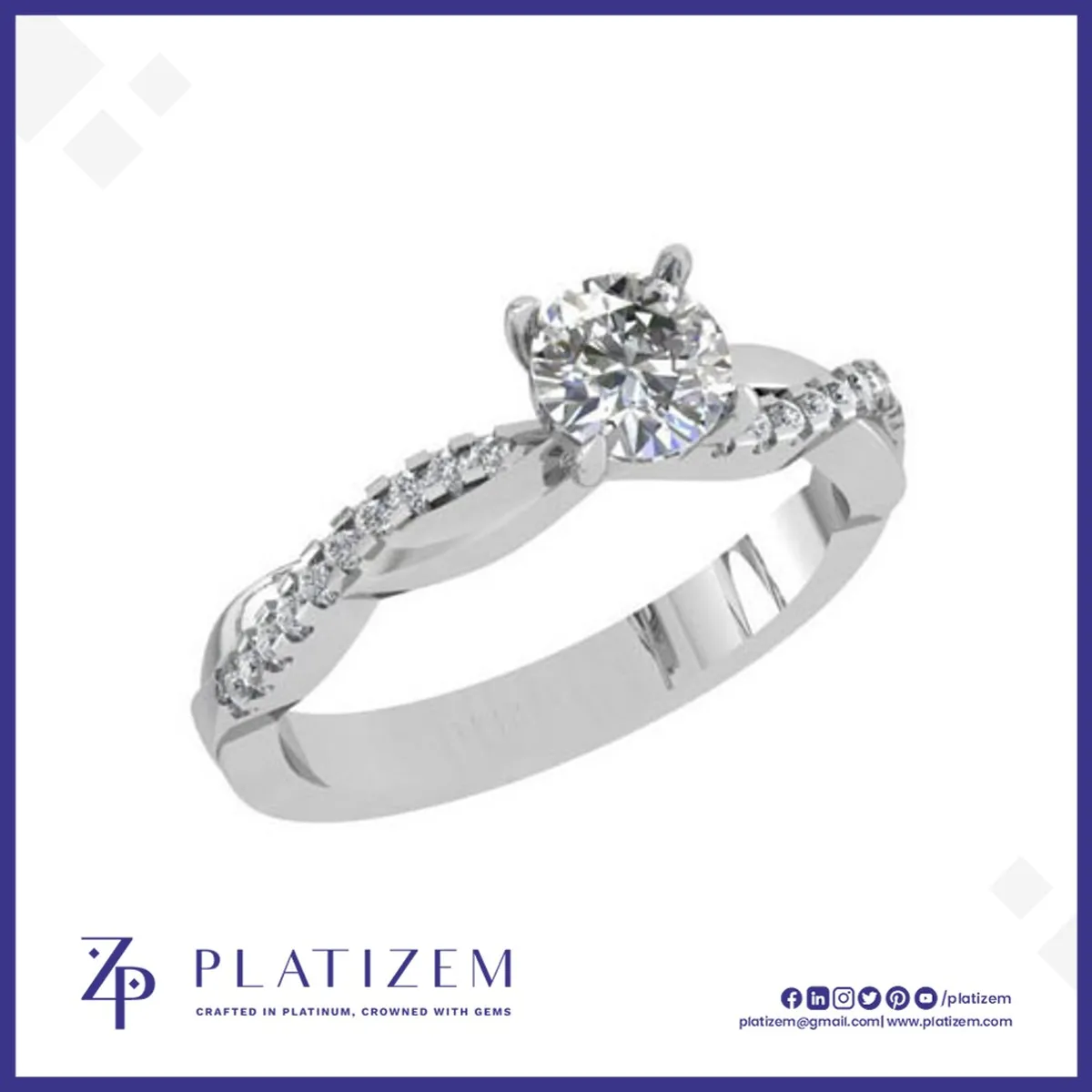 Round Diamond Twisted Shank Engagement Ring for Women