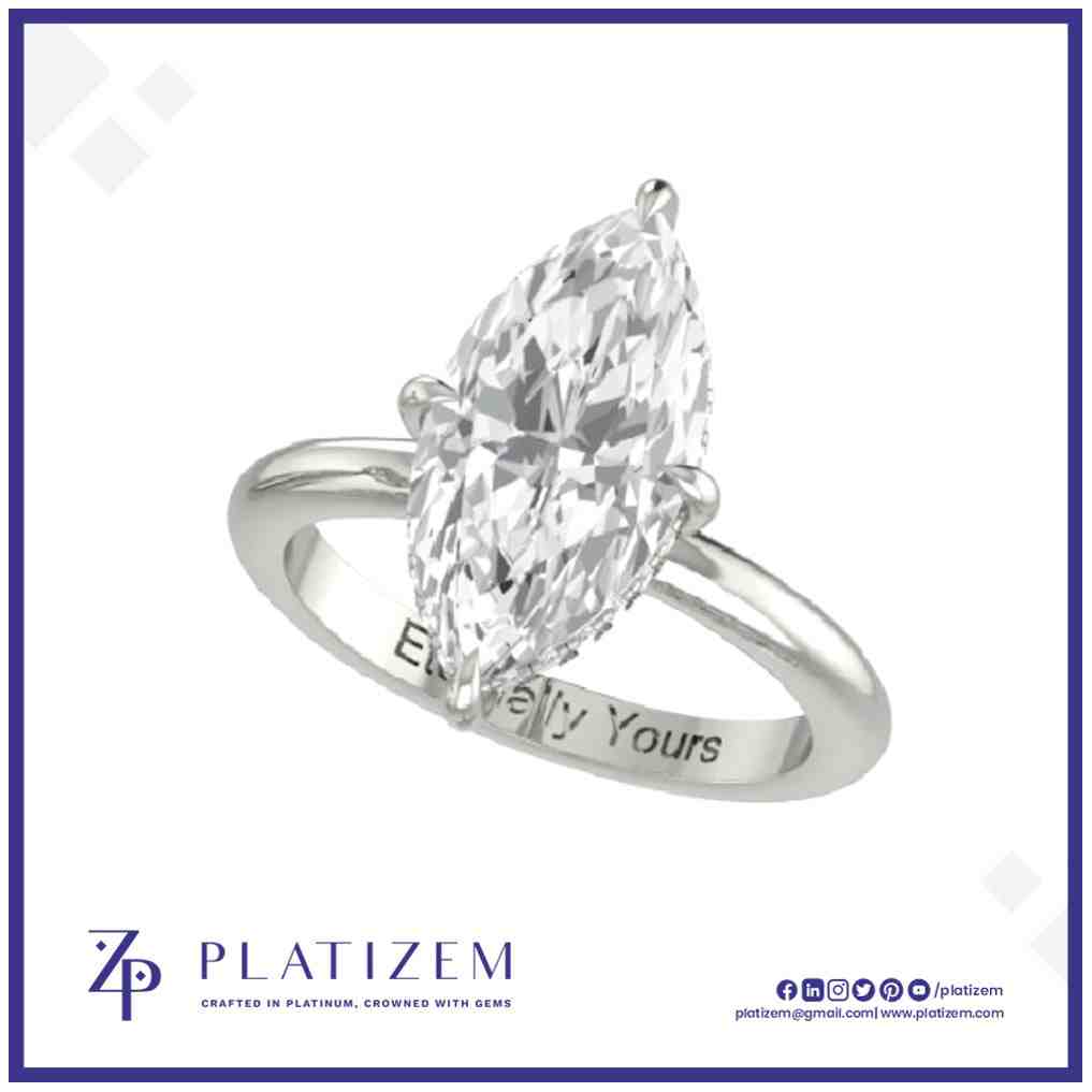 Marquise Diamond Solitaire Ring with Hidden Pav� Halo Detail