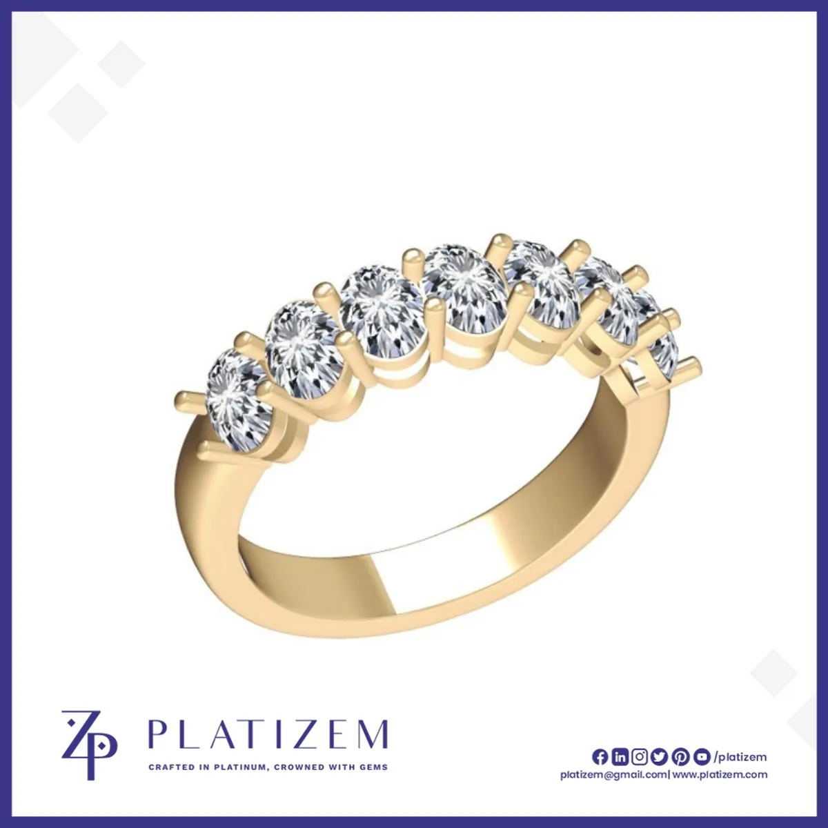 Round Diamond Seven Stone Ring with Prong Set Row