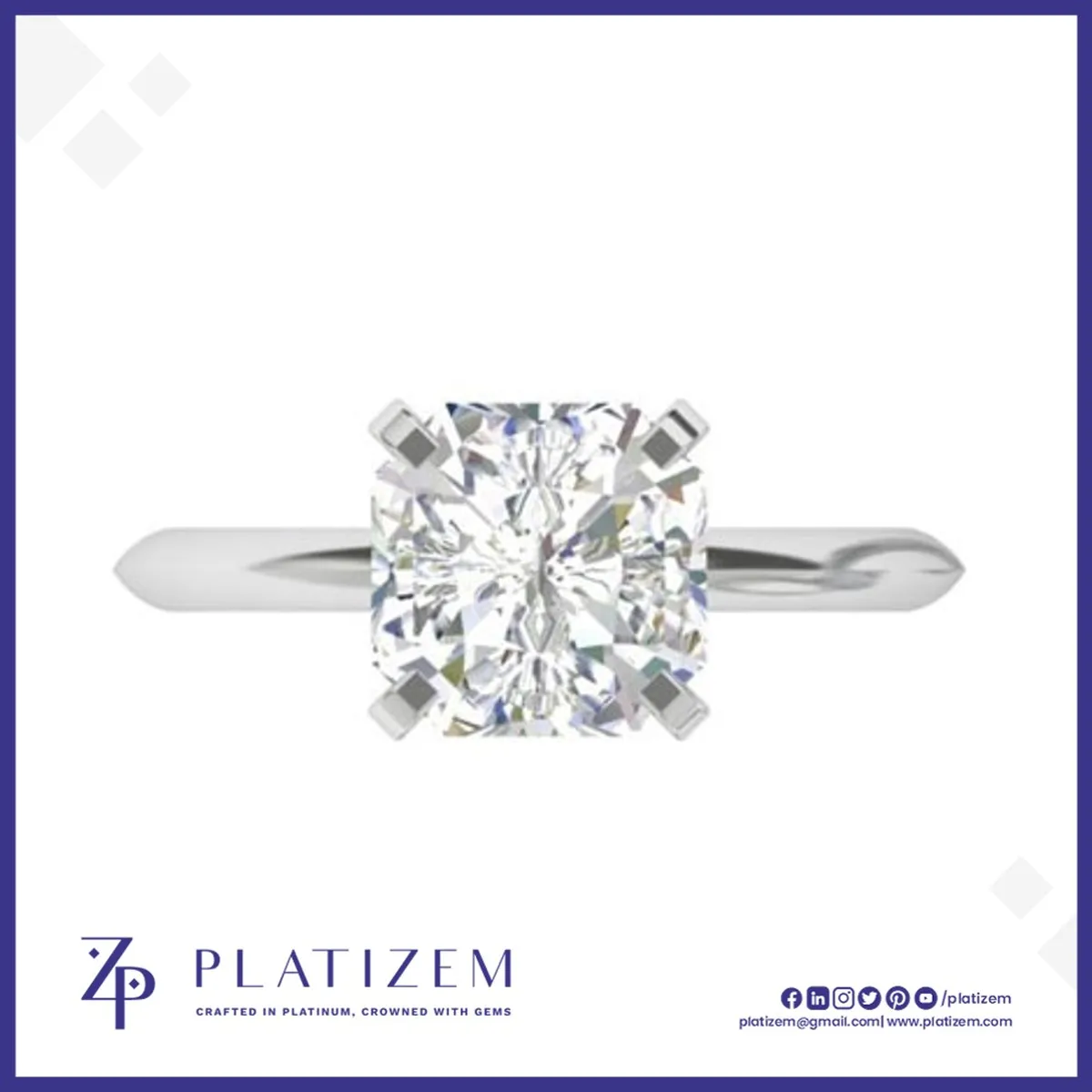 Radiant Square Diamond Solitaire Ring for Women