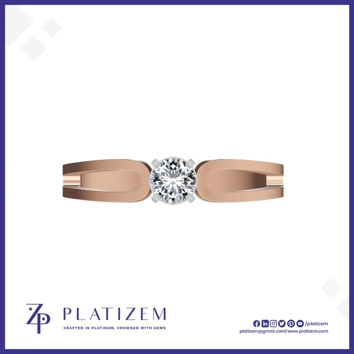 Round Diamond Solitaire Ring with Split Wave Band for Women