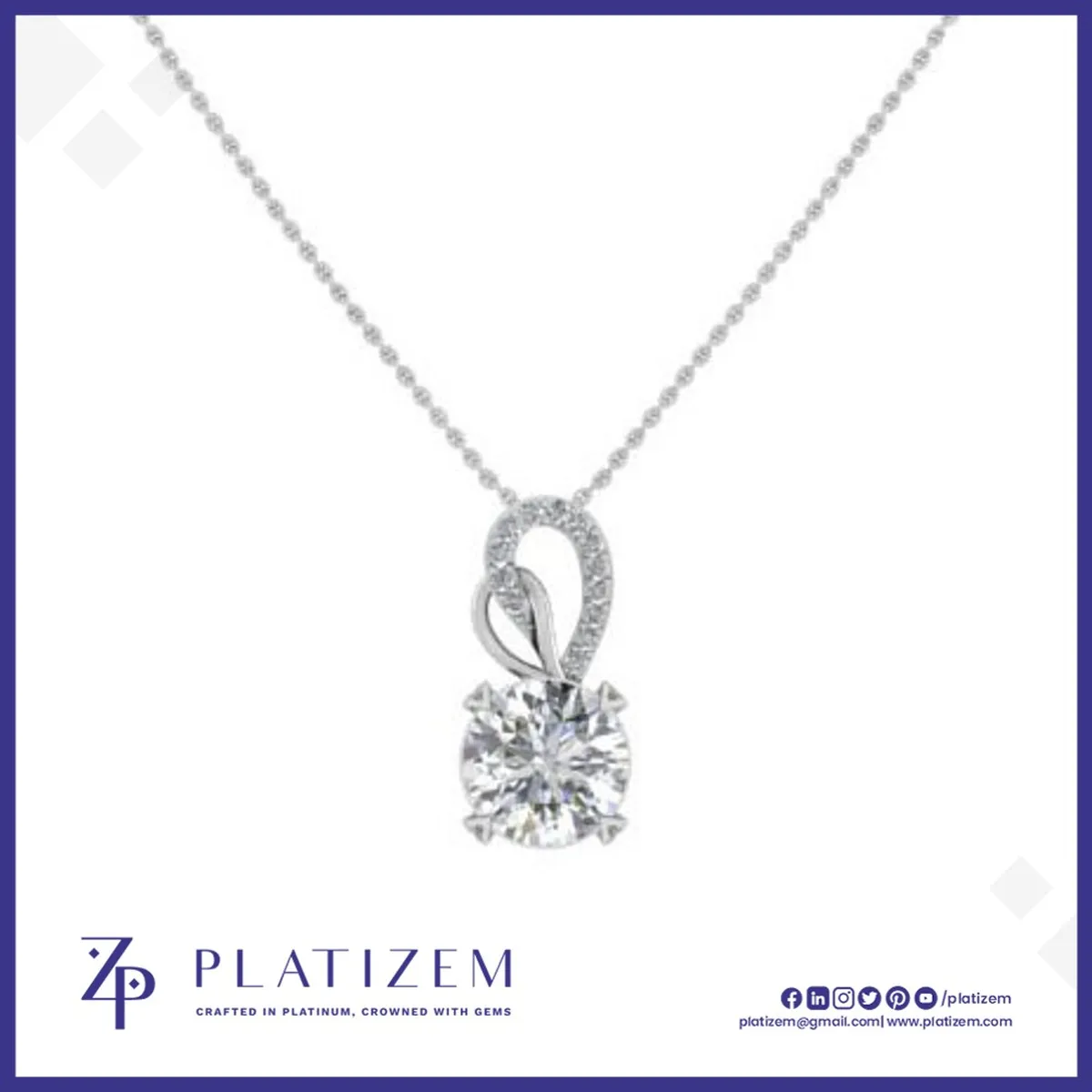 Round Diamond Solitaire Loop Pendant Necklace for Women