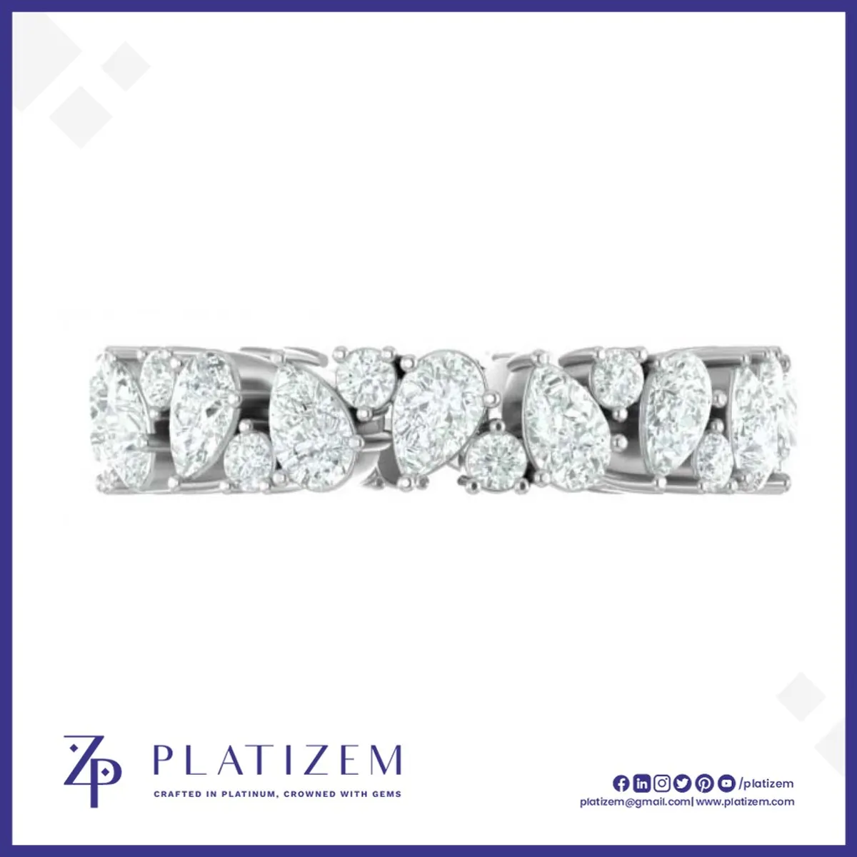 3 Carat Pear Diamond Alternating Cluster Eternity Band for Women