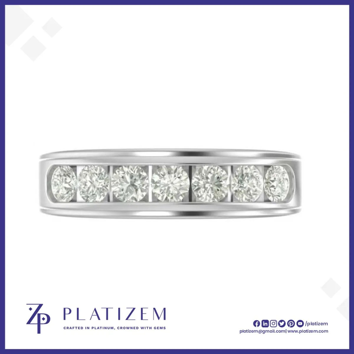 Round Diamond Channel Set Half Eternity Band for Women